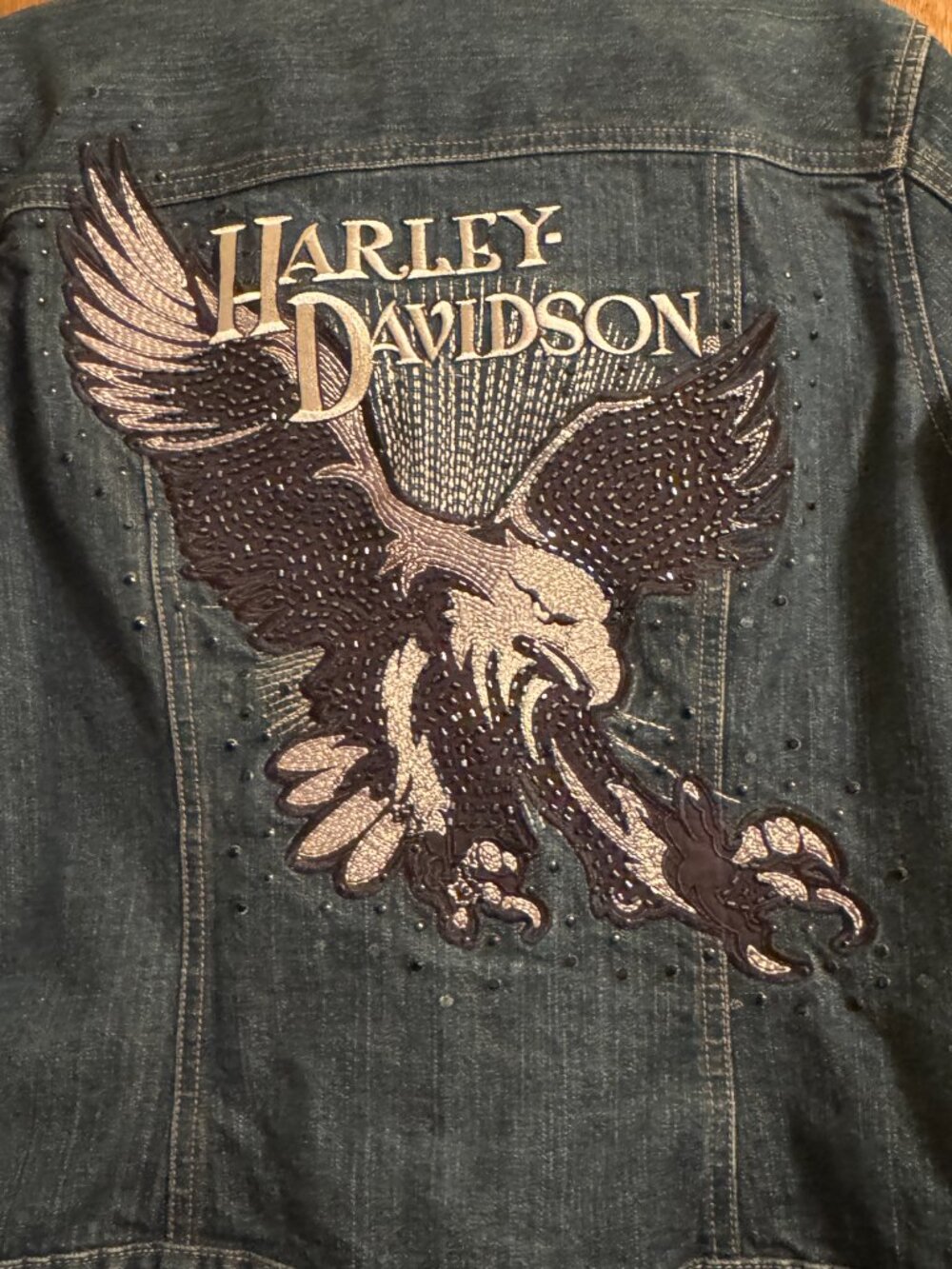 Harley Davidson Women's Denim Bling Eagle Jacket​​​​​​​​​, Size L